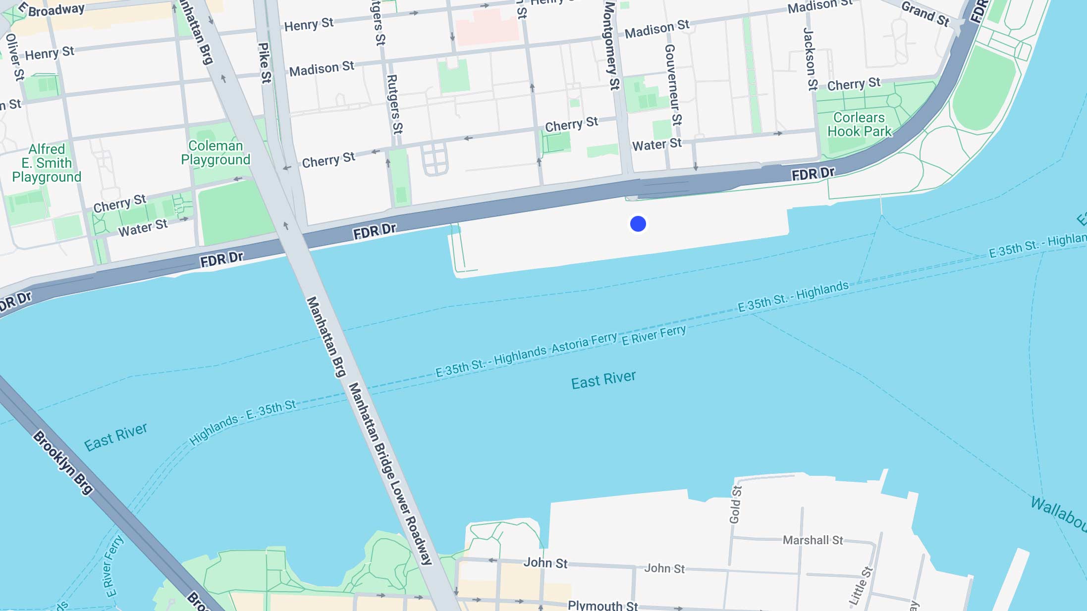 Pier 36 departure location in New York City